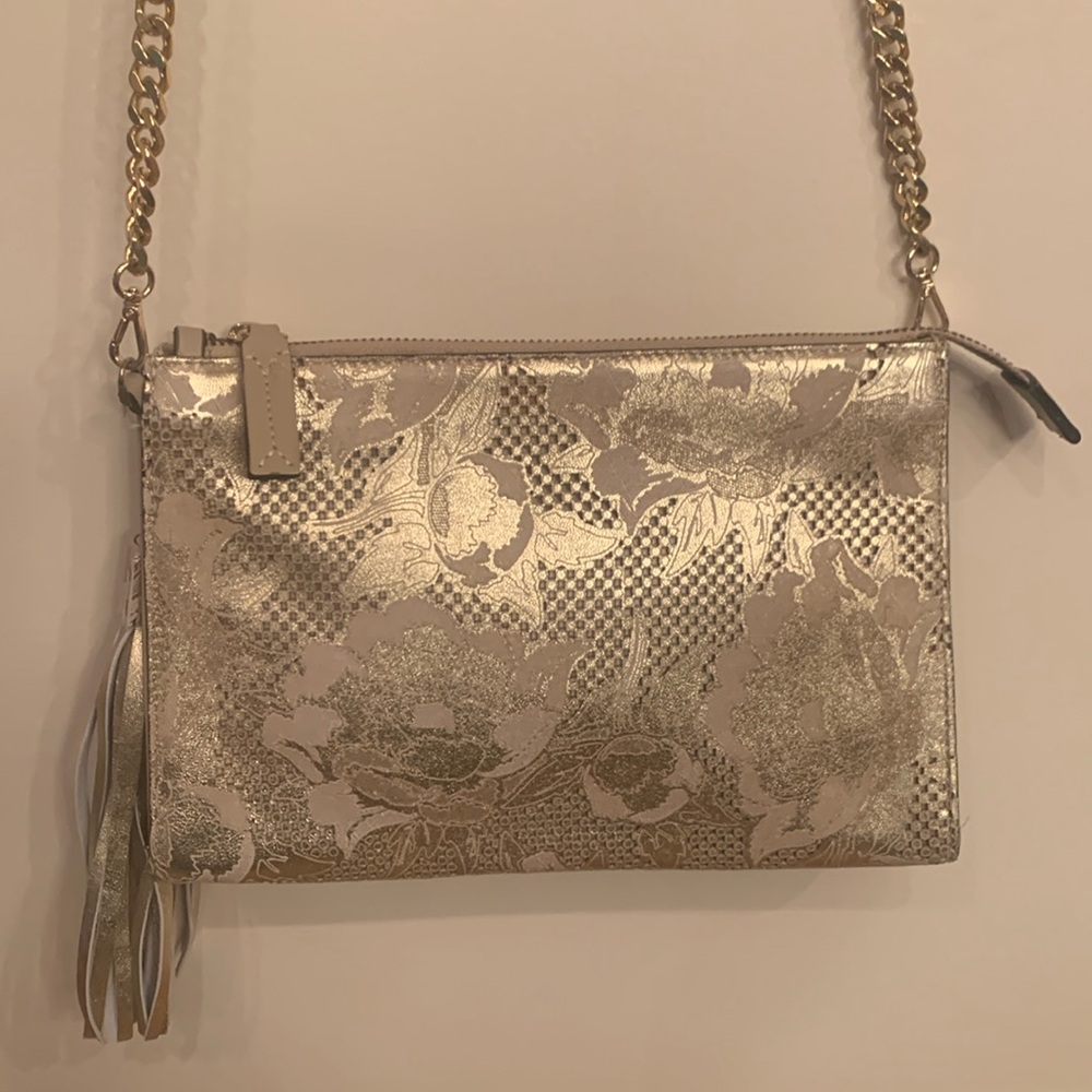 Vittoria Napoli Made in Italy gold&tan genuine leather crossbody bag